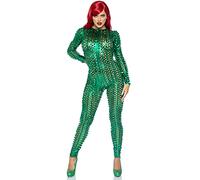 Leg Avenue womens Laser Cut Metallic Catsuit, Green, Large
