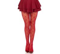 Leg Avenue Women's Love Struck Heart Net Tights, Red, One Size
