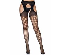 Leg Avenue Women's Net Suspender Hose with Opaque Top. Tights, Black Oval, One Size