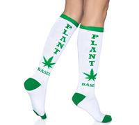 Leg Avenue Women's Plant Based Knee Highs. Tights, White/Green, One Size