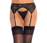 Leg Avenue Women's Rhinestone Garterbelt Pantyhose Not Applicable, Black, One Size