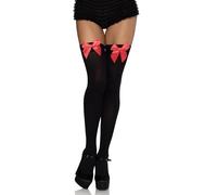 Leg Avenue Nylon Thigh Highs with Bow (Black/Red)
