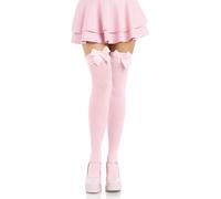 Leg Avenue Nylon Thigh Highs with Bow (Light Pink)