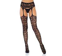 Leg Avenue Women's Scroll Stocking, 15 den, Black Lace, One Size