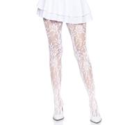 Leg Avenue Women's Seamless Chantilly Floral Lace Tights Costume Hosiery, White, One Size