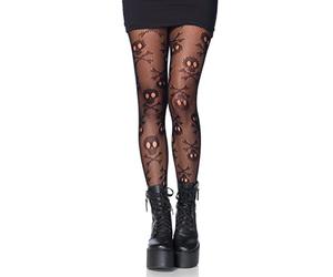Leg Avenue Women's Skull Fishnet Tights, Pirate Skull, 1X