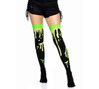 Leg Avenue Women's Splatter Thigh Highs Costume Hosiery, Green, One Size