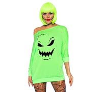 Leg Avenue Women's Standard Casual Jersey Halloween Shirt Dress, Green Pumpkin, Small-Medium