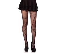 Leg Avenue Women's Stitched Up Net Tights, BLACK, One Size, Black, One size