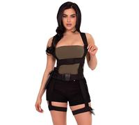 Leg Avenue Women's Utility Body Harness with Leg Garter and Multi-Pocket Detail Costume Accessory, Black, One Size