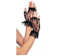Leg Avenue Wrist Length Fingerless Lace Gloves With Ruffle