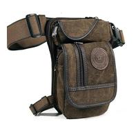 Leg Bag Men's Canvas Drop Leg Bag Motorcycle Multi-Purpose Messenger Shoulder Bag Belt Hip Bum Waist Fanny Pack for Camping Motorbike Leg Bag(Coffee)