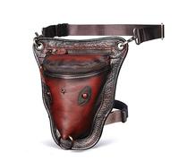 Leg Bag,Thigh Bag Genuine Genuine Leather Men's Design Casual Brown Classic Shoulder Straps Fashion Travel Pants Belt Leg Bags(Burgundy)