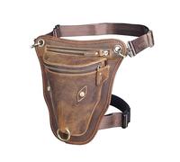 Leg Bag,Thigh Bag Genuine Genuine Leather Men's Design Casual Brown Classic Shoulder Straps Fashion Travel Pants Belt Leg Bags(Dark Brown)