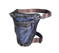 Leg Bag,Thigh Bag Genuine Genuine Leather Men's Design Casual Brown Classic Shoulder Straps Fashion Travel Pants Belt Leg Bags(Blue)