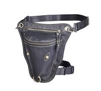 Leg Bag,Thigh Bag Genuine Genuine Leather Men's Design Casual Brown Classic Shoulder Straps Fashion Travel Pants Belt Leg Bags(Black)