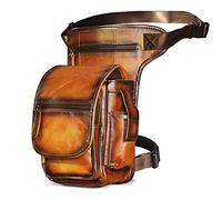 Leg Bag,Thigh Bag Genuine Leather Men's Design Casual Messenger Shoulder Sling Bag Fashion Multifunctional Belt Bag Drop Leg Bag Bag(Orange)