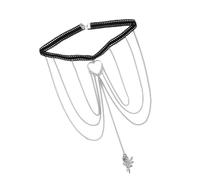 Leg Chain Leg Chain Lace Stretch Rope Pendant Multi Layers Leg Chain Female for Women and Girls(Silver)