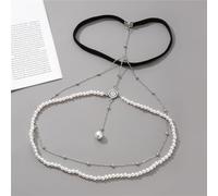 Leg Chain Simple Multi-layer Pearl Chain Leg Chain Long Body Chain for Women and Girls(Silver)