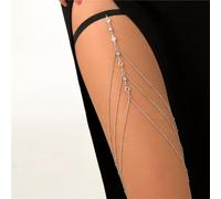 Leg Chain Women Leg Chain Female Diamond Multi Layers Clip Beads Chain Body Chain for Women and Girls(Silver)
