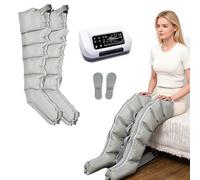 Leg Compression Machine, Air Compression Leg Massager 6 Cavity, Lymphatic Drainage Massager with Pressure Detection, Auto Exhaust, Relieves Pain and Edema, Enhances Circulation for Swelling Relief