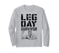 Leg Day Survivor Funny Bodybuilder Gym Squat Training Muscle Long Sleeve T-Shirt