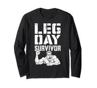 Leg Day Survivor Funny Bodybuilder Gym Squat Training Muscle Long Sleeve T-Shirt