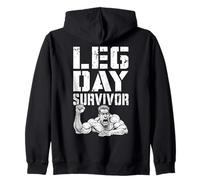 Leg Day Survivor Funny Bodybuilder Gym Squat Training Muscle Zip Hoodie