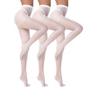 leg elegant 3 Pairs 20D Women's Sheer Tights Ultra Sheer Pantyhose with Control Top, White, X-Large