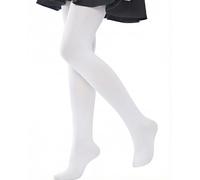 leg elegant Ballet Footed Dance Tights for Toddler and Kids Girls 50D (White,11-13)