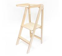 Leg&Go Montessori Folding Learning Tower with Height-Adjustable Platform - Fully Assembled and Ready to Use (Natural Wood)