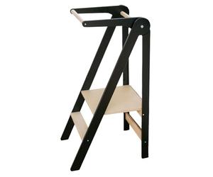 Leg&Go Montessori Folding Learning Tower with Height-Adjustable Platform - Fully Assembled and Ready to Use (Black)