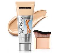 Leg Makeup Waterproof No Transfer with Brush - Body Coverage Perfector, Natural Body Makeup for Legs to Cover Veins, Uneven Skin Tone, Flawless Smooth Tan Cream for Daily Wear, Natural 100ml
