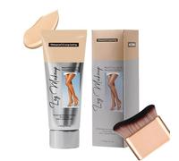 Leg Makeup With Brush Full Coverage Concealer, Leg Vein Cover Up Makeup For Mature Skin, Long Lasting Smooth Tone Body Make Up, Washable Off Instant Tan, Waterproof (01 Natural)