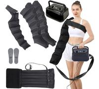 Leg Massager Pressotherapy Full Body | Electric Air Compression Massager Recovery System, 6-Cavity Waist Arm Leg Wraps Foot Pressotherapy and Lymphatic Drainage for Circulation Improvement (Black
