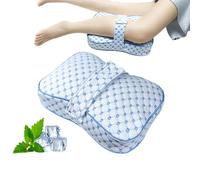 Leg Orthopedic Pillow, Knee Support Pillow for Side Sleepers Lightweight Leg Corrector with Adjustable Straps, Memory Foam Knee Pillow to Relieve Pressure on Lower Back, Legs, Knees (Blue and white)