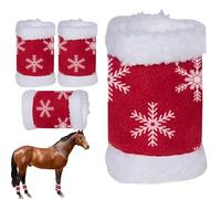 Leg Wraps for Horses Fleece Warm Sleeve | 4 Pieces Christmas Snowflake Design Horse Leg Bandages for Training Everyday Riding Winter Protection Equestrian Sports Farm