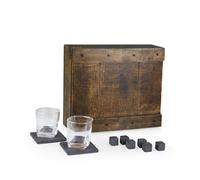 LEGACY - a Picnic Time brand - Whiskey Box Gift Set Whiskey Glasses Set of 2 Whiskey Stones Gift Set (Oak Wood)