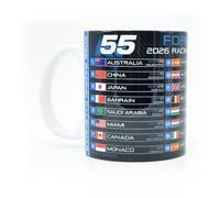 Legacy Legends Formula 2026 Racing Calendar Mug - FW Edition - Carbon Fiber - Motorsport Fan Gifts - One Race Schedule Coffee Cup - Albon Sainz - GP Dates, Countries & Circuits - Memorabilia