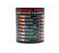 Legacy Legends Grand Prix 2025 Calendar Mug - SF Edition - Red - Hamilton - Leclerc - Season - Racing - One - Race Car - Circuits - Carbon Fiber - Gift Idea - Coffee Tea Cup - Formula - Team - Merch