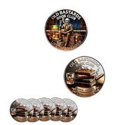 Legacy Reader Coin - Old Bastards Book Club Challenge Coin, Funny Skeleton Reader Collectible Token with “Drink, Argue & Never Finish” Motto, Double-Sided Metal Coin for Book Lovers (1pc)