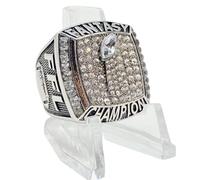 Legacy Rings 2023 Fantasy Football Championship trophy ring with clear display stand | Silver Tone | Size 8-14, 8 UK, Metal, No Gemstone