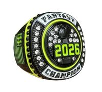 Legacy Rings 2026 Premium Neon Yellow and Black Tone Fantasy Football Championship Trophy Ring Award Medal for Fantasy Football League Champion | With small Stand