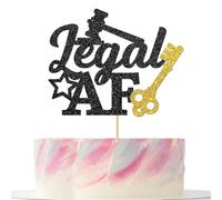 Legal AF Cake Topper, Happy Birthday Cake Topper for 18th/ 19th/ 21st Birthday Party Decorations Gold&Black Glitter