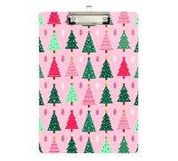 Legal Size Plastic clipboard Christmas Tree Star Pattern Pink Hard Board for Police Office Nurse Football Coaches Size 9 x 12.5 Tabla para escribir con Clip