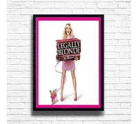 Legally Blonde Poster Print, Musical Print, A4 A3 West End Broadway Theatre Show, Wall Art Deco Special Canvas West End Print, London theatre art frame options (A4 Framed (Black))