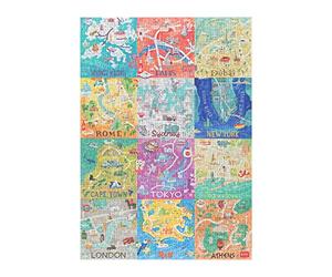 Legami 1000 Pieces Jigsaw Puzzle, 48x68 cm, Cities Theme, Board Game, Matte Finishing, Also Printed on Back, Includes Guide Poster and Fabric Storage Bag, PUZ0006