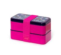 LEGAMI - 18 x 10 cm Lunch Box, Durable Material, Includes 2 Trays, 3 Plastic Cutlery and Elastic Band, Flora Theme