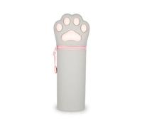 Legami - Kawaii 2 in 1 Soft Silicone Pencil Case, Kitty Paw Theme, Table Pen Holder, Zipper Closure, Pastel Pens Marker, H 21.5 cm
