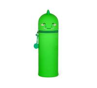 LEGAMI - 2 in 1 Soft Silicone School Pencil Case - Kawaii, Dinosaur Shaped Pouch, Pen Holder, Silicone Zipper, Pen Pouch, Pencils, Markers, H 18.5 cm, Green, Soft